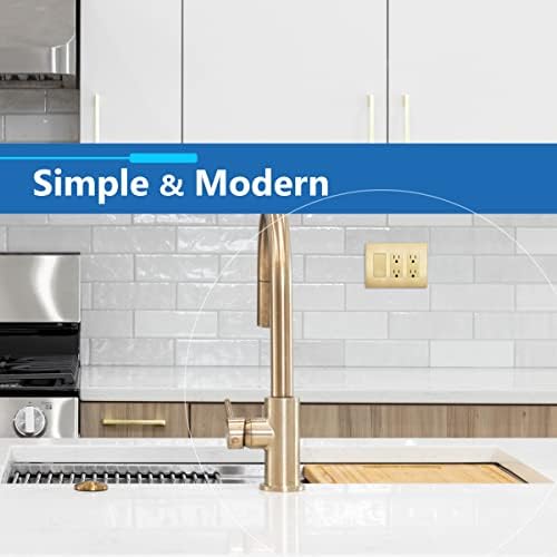 LIDER Brushed Finish Decorator Switch Cover, Screwless Wall Plate, Mid-Size 3-Gang 4.88" x 6.77", Unbreakable Polycarbonate Thermoplastic, UL Listed, LSWP-33M-BGD, Brushed Gold