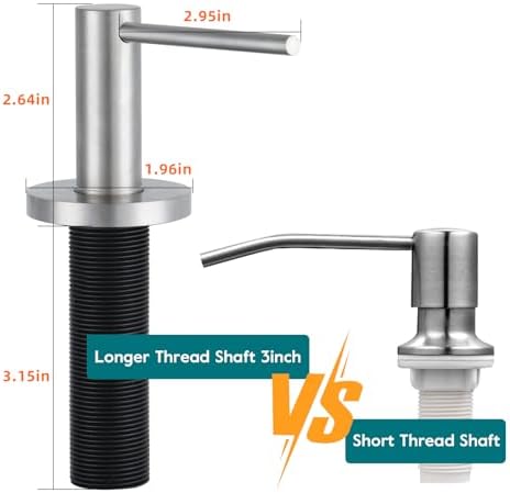 Gappo Upgraded Soap Dispenser for Kitchen Sink Brushed Nickel, Stainless Steel Countertop Pump, Built in Sink Soap Dispenser with 47" Extension Tube kit