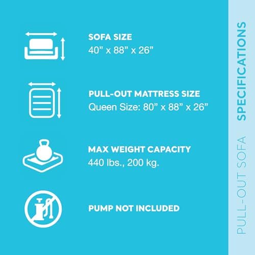 Intex Inflatable Pull-Out Sofa: Velvety Surface, 2-in-1 Valve, Cupholder, 46" x 88" x 26" - Blow-Up Couch and Folding Queen Size Air Mattress Bed