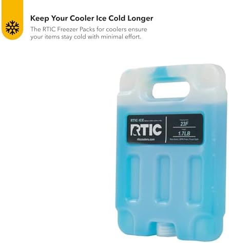 RTIC Refreezable Reusable Cooler Ice Packs Cold Ice Chest Pack Long-Lasting Break-Resistant for Food, Drink, Travel and Storage, 2 Pack