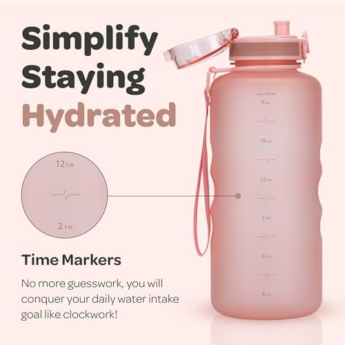Hydracy Water Bottle with Time Marker -Large BPA Free Water Bottle & No Sweat Sleeve -Leak Proof Gym Bottle with Fruit Infuser Strainer & Times to Drink -Ideal for Fitness Sports & Outdoors