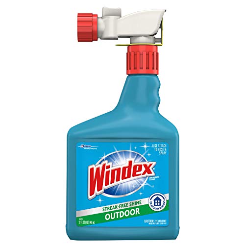 Windex Outdoor Window and Glass Cleaner for Hose Ammonia Free, Concentrated Formula for Deep Outdoor Clean, Patio Cleaner, Compatible With All Hoses, 32 Fl Oz (Pack of 8)