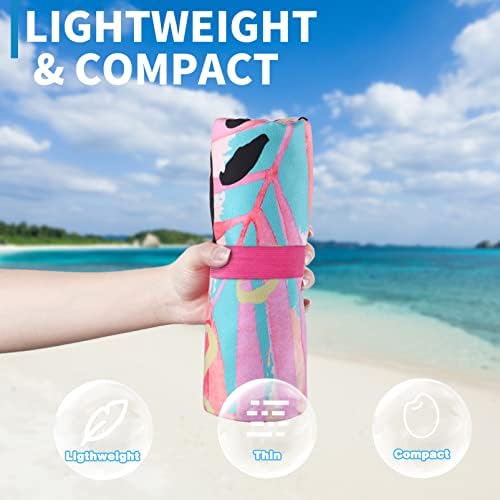2 Pack Lightweight Thin Beach Towel Oversized 71"x32" Big Extra Large Microfiber Sand Free Towels for Adult Quick Dry Travel Camping Beach Accessories Vacation Essential Gift Black Mandala Pink Leaf