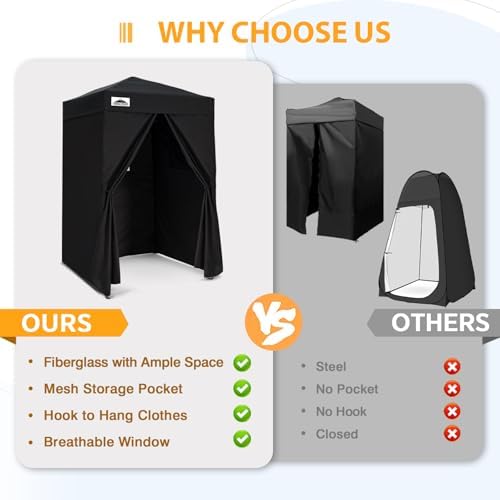 EAGLE PEAK Flex Ultra Compact 4x4 Pop-up Canopy, Sun Shelter, Changing Room, Portable Privacy Canopy Cabana for Pool, Fashion Photoshoots, or Camping, Black