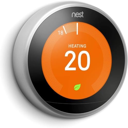 Google Nest Learning Thermostat - Programmable Smart Thermostat for Home - 3rd Generation Nest Thermostat - Compatible with Alexa - Stainless Steel (Renewed)