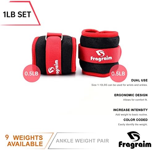 Ankle Weights for Women, Men and Kids - 1/2/3/4/6/8/10/12/15/20 LBS 1 Pair Strength Training Wrist/Leg/Arm Weight with Adjustable Strap for Jogging, Gymnastics, Aerobics, Physical Therapy