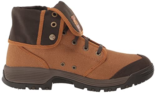 KEEN Utility Men’s Roswell Mid Soft Toe Canvas Work Boots, Almond/Black Olive, 7 D (Medium) US