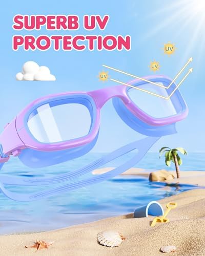 Kids Swim Goggles,Swimming Goggles for Kids 6-14, Anti-Fog UV Protection Pool Glasses for Boys Girls