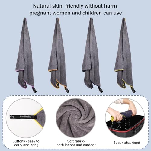 Dofilachy 4 Pack Camping Towel - Camping Towels Quick Dry Towel Microfiber Travel Sports Towel for Camp Bath Beach Swim, Large 24” x 48”