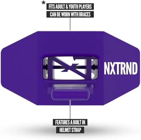 Nxtrnd Two Football Mouth Guard, Football Mouthpiece with Strap, Fits Adult & Youth (Purple)