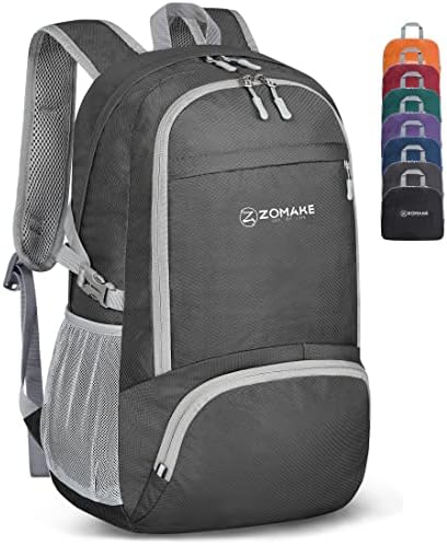 ZOMAKE Lightweight Packable Backpack 30L, Foldable Hiking Backpacks Water Resistant Compact Folding Daypack for Travel(Dimgray)