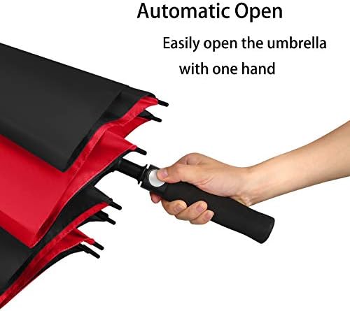 Golf Umbrella Large 58/62/68 Inch Automatic Open Golf Umbrella Extra Large Oversize Double Canopy Vented Umbrella Windproof Waterproof for Men and Women