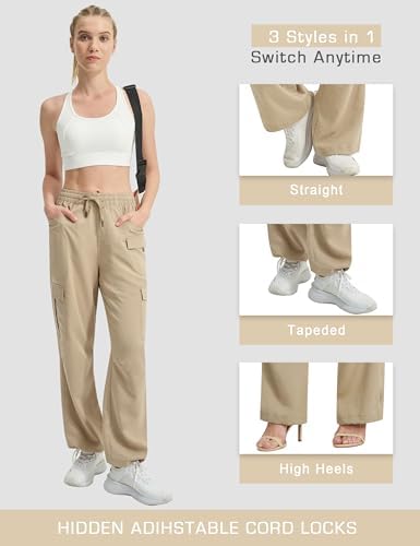 Women's Cargo Hiking Pants Quick Dry Lounge Straight Leg Dress Trousers Casual Pant for Work Travel Golf with 8 Pockets