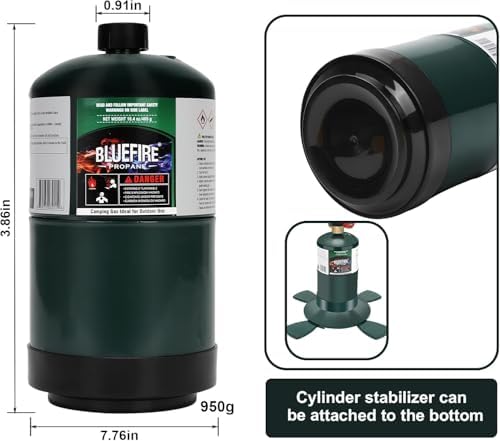 KOMAN BLUEFIRE 1lb Propane Tank Camping Propane Tank Pack of 4 Portable Canister Propane Gas Tank Small Propane Tanks for Camping Stove Outdoor Backpack Mini Burner Heater Cooking Torch Lamp