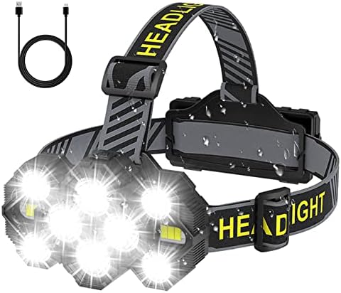 Victoper Headlamp Rechargeable, High Lumen Bright 10 LEDs Head Lamp, 8+2 Modes Head Light with Red Light for Adult, Waterproof Head Flashlight for Outdoor Running, Hunting, Camping, Hiking