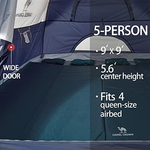CAMEL CROWN Tents for Camping 2/3/4/5 Person Camping Dome Tent, Waterproof,Spacious, Lightweight Portable Backpacking Tent for Outdoor Camping/Hiking