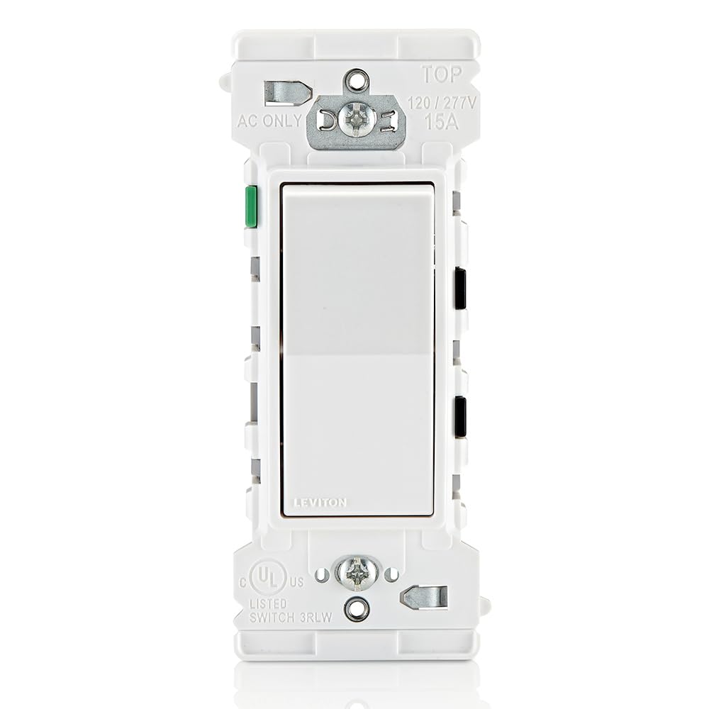 Leviton Lever Edge 15 Amp Single Pole Rocker Switch,E5601-MW,White,(Pack of 40)