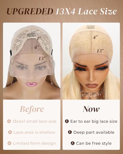 Arabella 613 Lace Front Wig Human Hair 300g-315g 13x4 Blonde Lace Front Wigs Human Hair 210% Density Body Wave 613 Frontal Wig Pre Plucked With Baby Hair (30inch, 613 13X4 body wave wig)