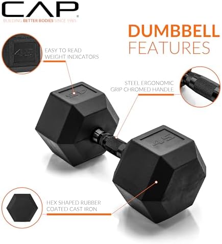 CAP Barbell Coated Hex Dumbbell Weight | Multiple Options