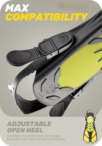 CAPAS Snorkel Fins, Swim Fins Travel Size Short Adjustable for Snorkeling Diving Adult Men Women Kids Open Heel Swimming Flippers