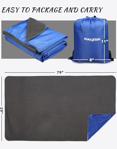 DUKUSEEK Outdoor Waterproof Stadium Blanket, XL Large (79x56) Hooded Stadium Blankets with Fleece,Portable,Warm Outside Blankets for Cold Weather, Camping, Sports, Beach, Football, Festivalsβ¦