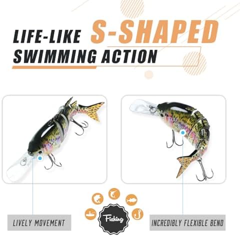 TRUSCEND Swimmax for Freshwater and Saltwater, Lifelike Fishing Lures for Bass Trout Crappie Walleye Pike Bluegill Salmon, Swimbait for Bass Fishing, Amazing Fishing Gear Gifts for Family Fishing