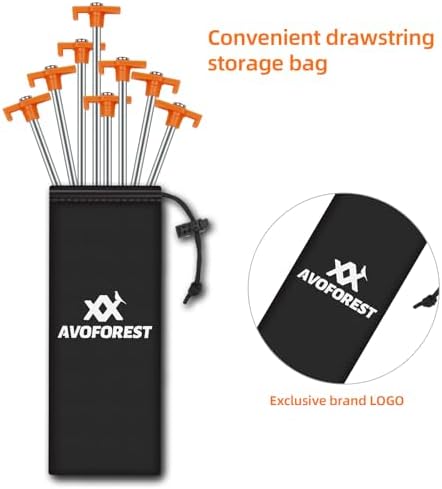 20+2PCS Tent Stakes Heavy Duty Camping Stakes,AVOFOREST 9.8Inch Non-Rust Metal Tent Pegs Ground Stakes Tent Spikes Camping,Garden,Hiking Orange