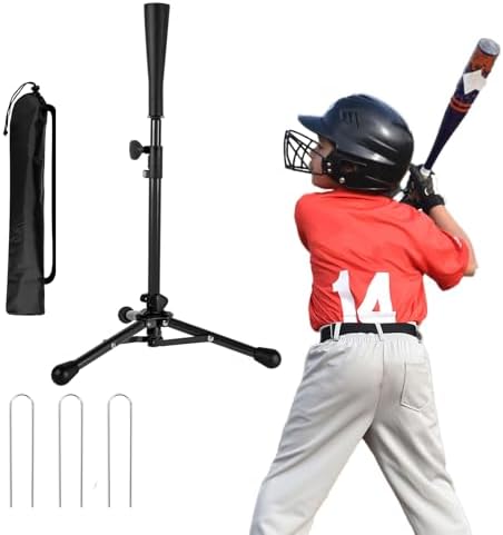 Kids Baseball Tee, 20.87 to 31.29 Inches Batting Tees for Baseball with Carry Bag, Portable Stable Baseball Tees for Hitting, Tripod Tanner Tee for Baseball Practice Stand Aged 3-8 Years