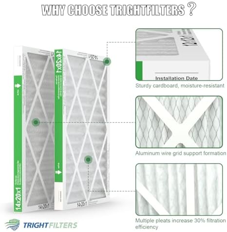 14x20x1 Air Filter 4 Pack, MERV 8 Pleated Dust Defense Air Filters Replacement Air Conditioner HVAC AC Furnace Filter, Durable and Lightweight