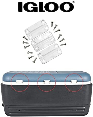 Igloo Cooler Plastic Parts Kit - Made in The USA - 2 Latches, 3 Hinges, Latch Post & Screws