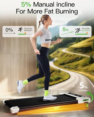 Walking Pad with Incline, Incline Treadmills for Home, 2.5 HP Under Desk Treadmill Small with Remote Control, Walking Pad Small Treadmill with LED Display
