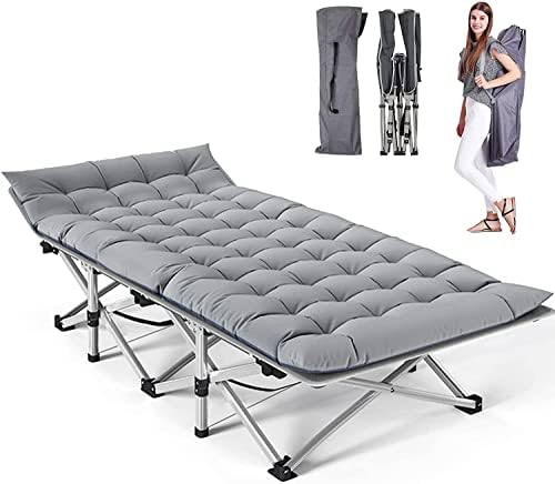ABORON Folding Camping Cot W/Mat for Adults, Heavy Duty Outdoor Bed with Carry Bag,1200 D Layer Oxford Travel Camp Cots