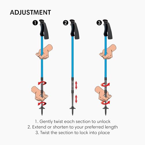 Fizan Compact 3 Trekking Poles – 5.6 oz Ultralight, Backpacking, Thru Hiking Poles, Adjustable, Collapsible, Customized Fit, EVA Grips, Aluminum Walking Sticks (Compact 3)