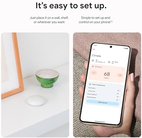 Google Nest Temperature Sensor (2nd Gen) 3 Pack - Room Comfort Sensor with Scheduling - Works with The Nest Learning Thermostat (3rd and 4th Gen) and Nest Thermostat E - Porcelain