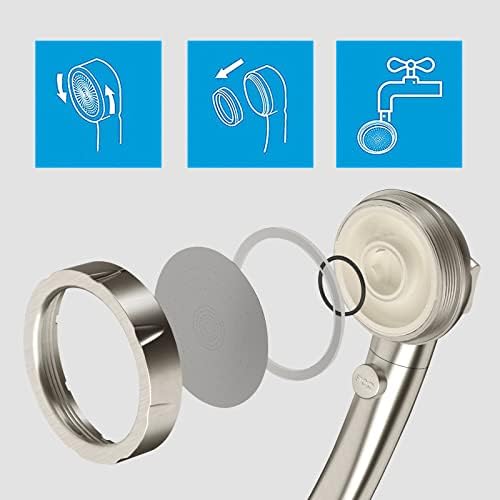 KAIYING Brushed Nickel High Pressure Handheld Shower Head with ON/OFF Switch, 3 Spray Modes, Adjustable Angle Bracket, and Hose