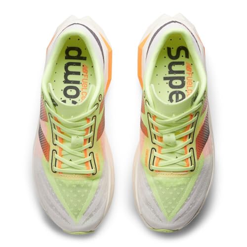 New Balance Women's FuelCell SuperComp Elite V4 Running Shoe, White/Bleached Lime Glo/Hot Mango, 10 Wide