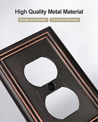 4-Pack Duplex Wall Plates, Aged Bronze Outlet Covers, Metal Electrical Outlet Cover Plates, 3.15''*4.88'', Midsize