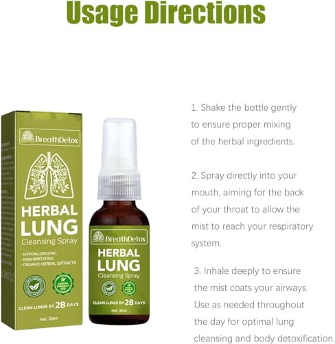 BreathDetox Herbal Lung Cleansing Spray, Herbal Lung Cleanse Spray, Breath Detox Herbal Lung Cleansing Spray, Herbal Lung Cleanse Mist - Powerful Lung Support (4 Pcs)