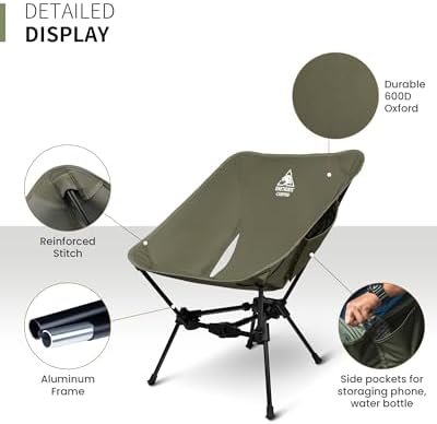 OneTigris Tigerblade Camping Chair, Lightweight Folding Backpacking Hiking, Compact Portable 330 lbs Capacity