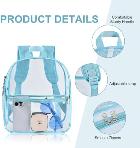 Oraben Clear Backpack for Stadium Events Stadium Backpack Waterproof 12x6x12 Clear Bag for Adult Concert Sport Work