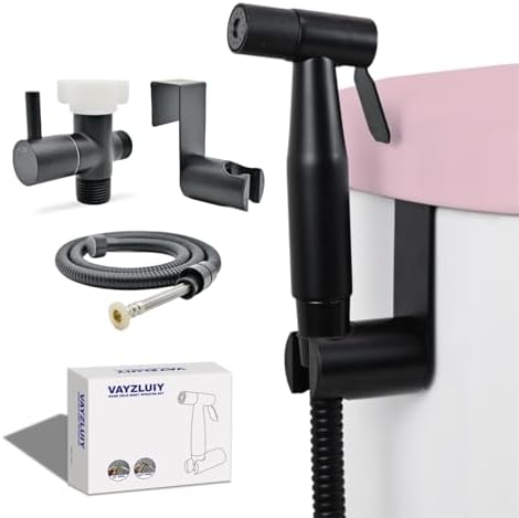 Handheld Toilet Bidet Sprayer for Toilet-Adjustable Water Pressure Control with Bidet Hose for Feminine Wash, Stainless Steel Brushed Nickel Cloth Diaper for Baby Wash (Matte Black, 1)