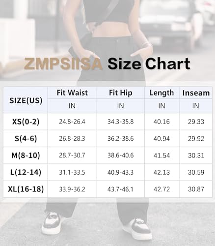 ZMPSIISA Women High Waisted Cargo Pants Wide Leg Casual Pants 6 Pockets Combat Military Trousers