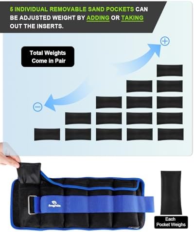Fragraim Adjustable Ankle Weights 1-3/4/5/6/8/10/12/15/20 LBS Pair with Removable Weight for Jogging, Gymnastics, Aerobics, Physical Therapy