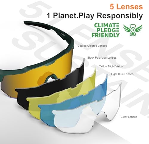 HAAYOT Polarized Sports Sunglasses for Men Women Youth Baseball Cycling Running Softball Biking Glasses 5 Lenses