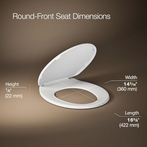 Kohler 20111-0 Brevia Round Toilet Seat, with Grip-Tight Bumpers, Quiet-Close Seat, Quick-Attach Hardware, White
