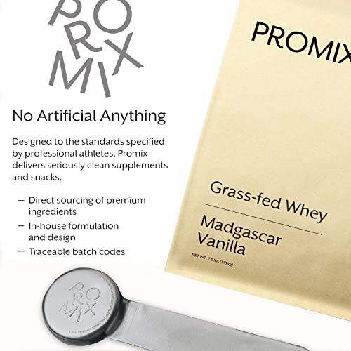 Promix Whey Protein Powder, Vanilla - 2.5lb Bulk - Grass-Fed & 100% All Natural - Post Workout Fitness & Nutrition Shakes, Smoothies, Baking & Cooking Recipes - Gluten-Free & Keto-Friendly