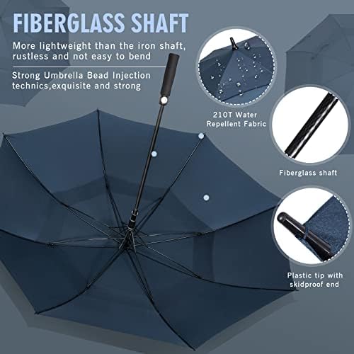 ZOMAKE Automatic Open Extra Large Golf Umbrella 51/54/62/68 Inch, Double Canopy Vented Windproof Oversize Stick Umbrellas for Rain