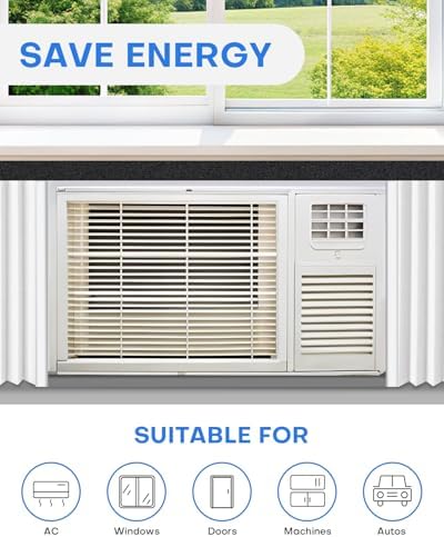 3Packs Air Conditioner Foam Tape with Adhesive, 1''X1''X 6.5 Ft Window Weather Stripping, High Resilience Ac Window Seal Kit Foam Insulation for Winter Summer (6.5ft X 3 Rolls, Black)