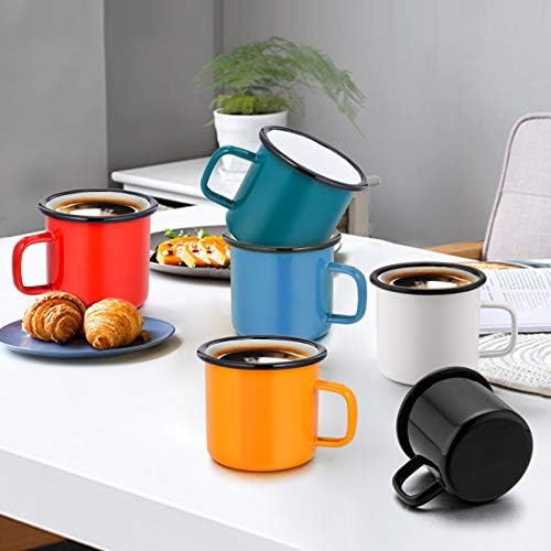 P&P CHEF Enamel Camping Coffee Mug Set of 6, Small Colored Mugs Cups for Family Gathering/Friend Party/Camping/Picnic/Fishing, Lightweight & Portable -12 Ounce, 350ML & Multicolor