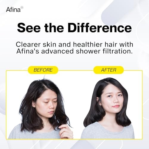 Afina Filtered Shower Head, Filter for Hard Water | Improves Skin & Hair by Reducing Chlorine & Heavy Metals from Hard Water | High Pressure Shower Filter Head for Hard Water (Black)